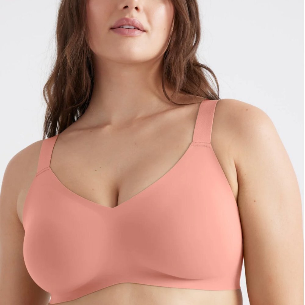 Knix Padded V Neck Bra Wide Strap Pink Ginger 38DD